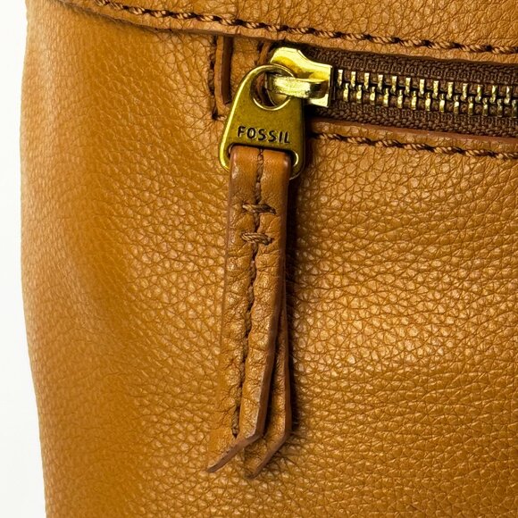 Fossil Vickery Tan Drawstring Satchel/Top Handle Leather Shoulder Crossbody READ - Picture 16 of 16